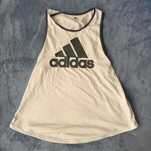 Adidas white tank top with black logo women Size S